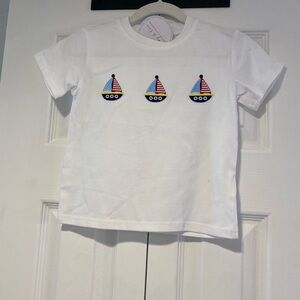NWT Kids' White Sailboat Embroidered Tee 18M